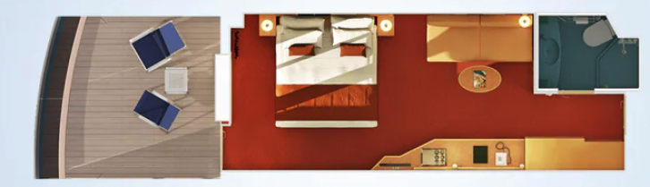 Aft-View Extended Balcony floor Plan