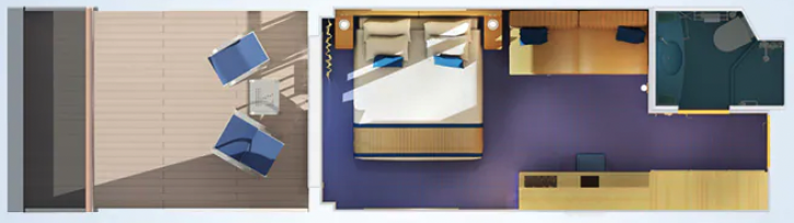 Aft-View Extended Balcony floor Plan