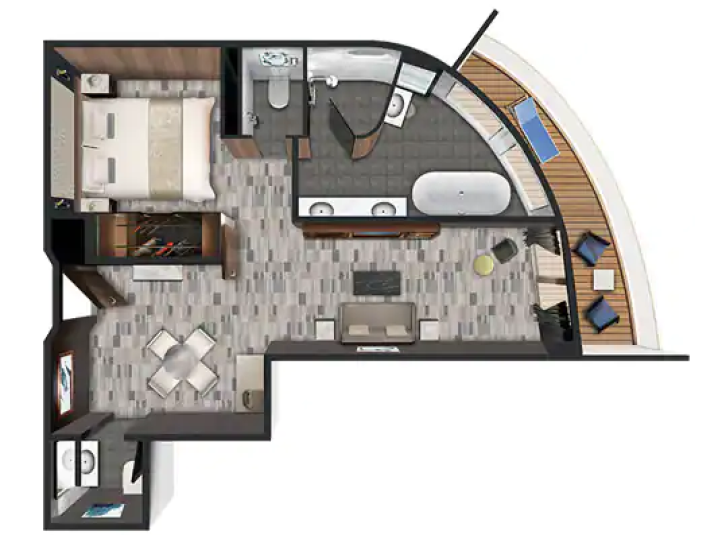 Aft-Facing Owner's Suite with Master Bedroom & Balcony floor Plan