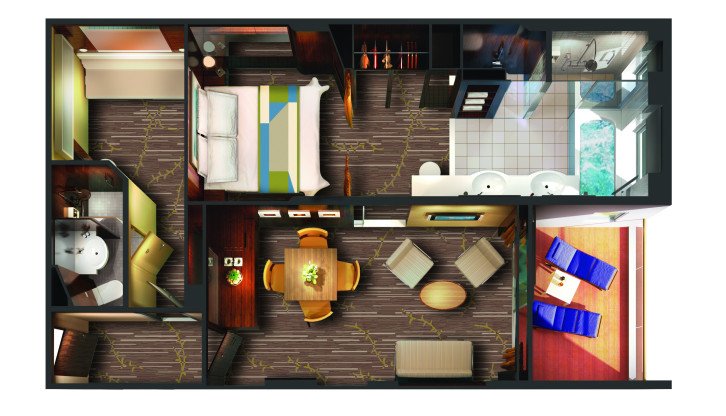 2-Bedroom Deluxe Family Suite with Balcony floor Plan