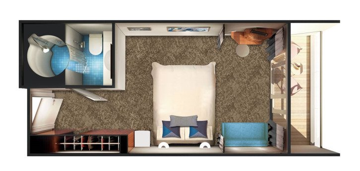 Balcony Single Cabin  floor Plan