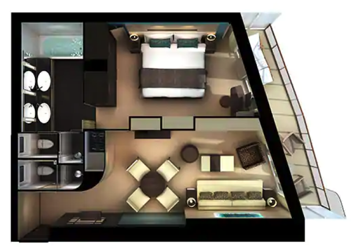 The Haven Aft-Facing Penthouse with Master Bedroom and Balcony floor Plan