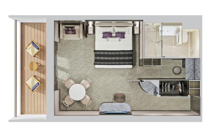 Forward-Facing Penthouse with Large Balcony floor Plan