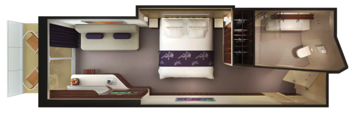 Aft-Facing Club Balcony Suite floor Plan