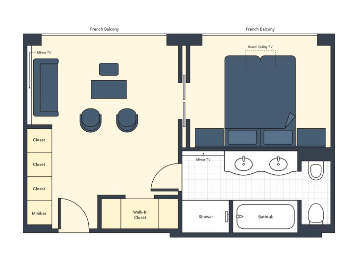 Grand Suite floor plan on S.S. Maria Theresa