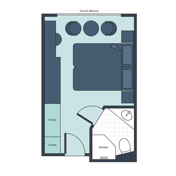 Deluxe French Balcony floor plan on S.S. Beatrice