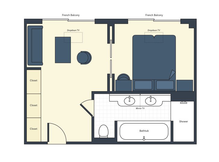 Grand Suite floor plan on S.S. Bon Voyage