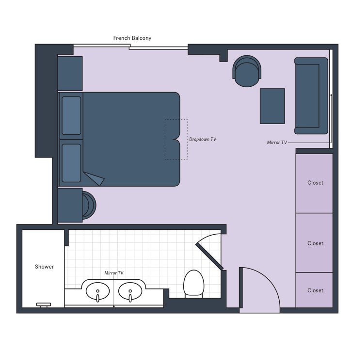 Suite floor plan on S.S. Bon Voyage