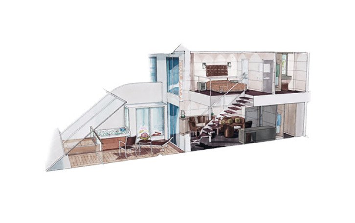MSC Yacht Club Duplex Suite with Whirlpool floor Plan