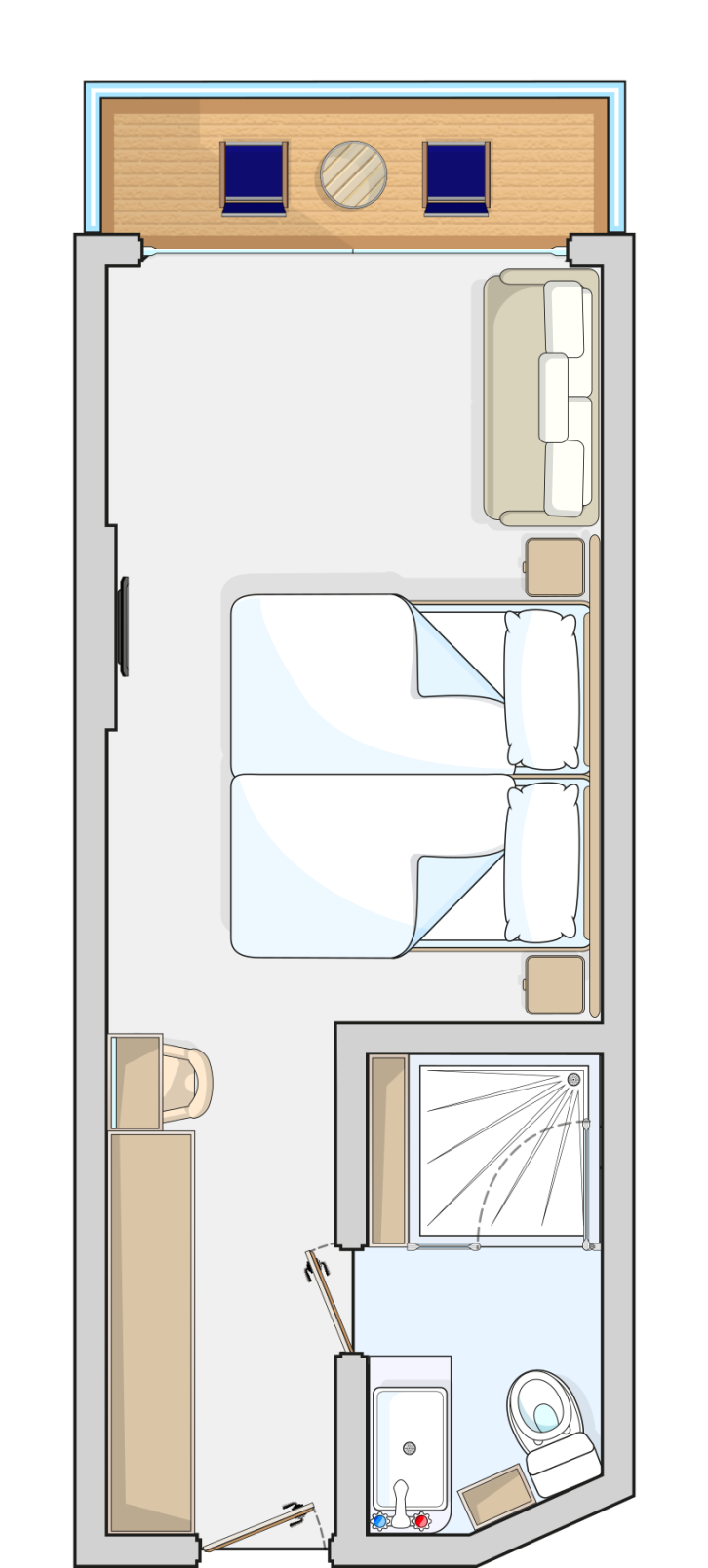 Deluxe Balcony Cabin floor Plan