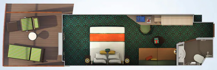 Havana Aft-View Extended Balcony floor Plan