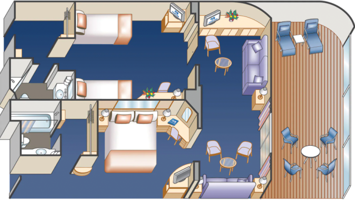 Two Bedroom Family Suite with Balcony floor Plan