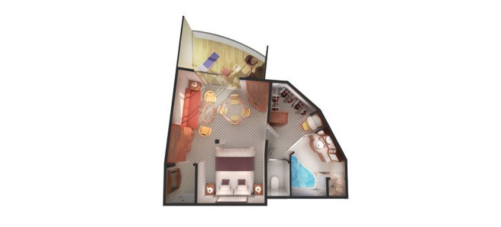 Forward-Facing Penthouse with Balcony floor Plan