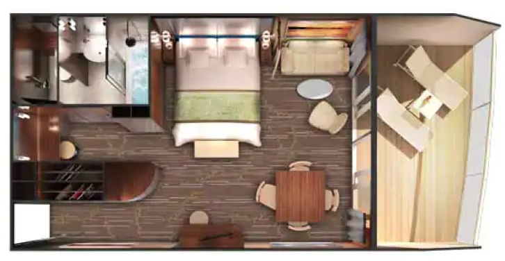 Forward-Facing Deluxe Penthouse with Large Balcony floor Plan