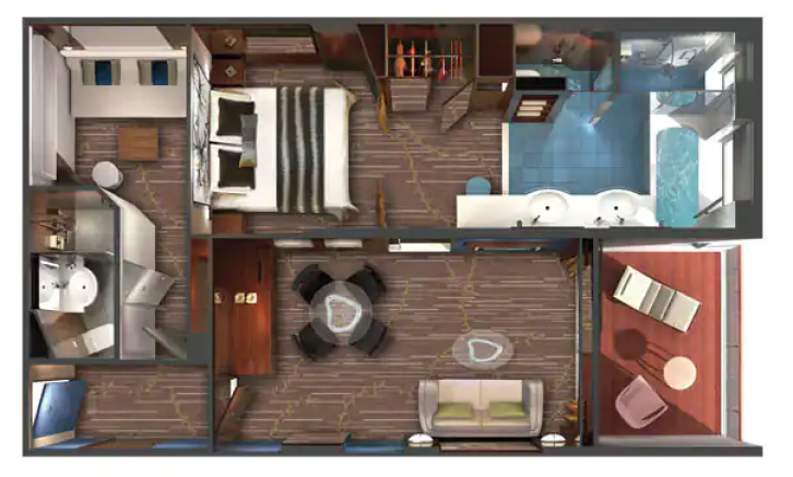 2-Bedroom Deluxe Family Suite with Balcony floor Plan