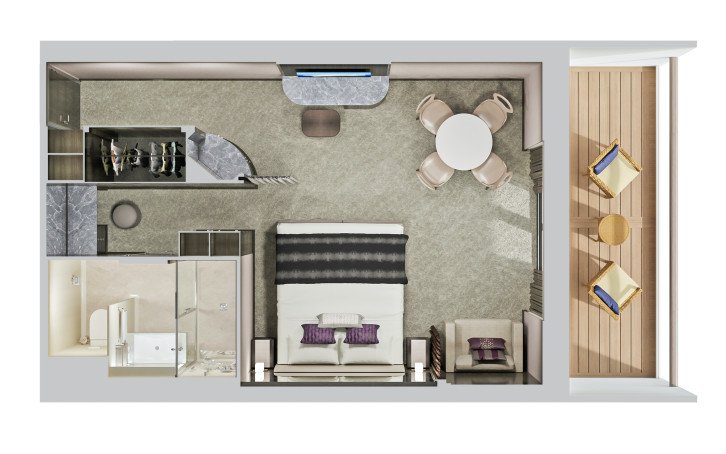 Forward-Facing Penthouse with Large Balcony floor Plan