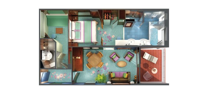 2-Bedroom Deluxe Family Suite with Balcony floor Plan