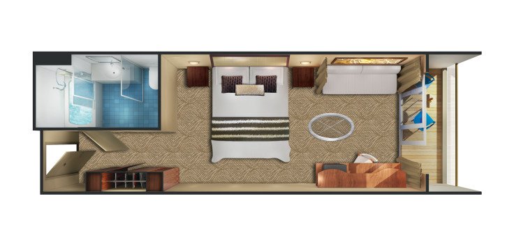 Aft-Facing Club Balcony Suite floor Plan