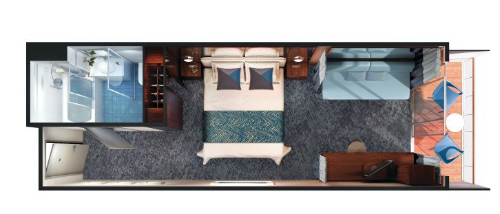 Aft-Facing Club Balcony Suite floor Plan