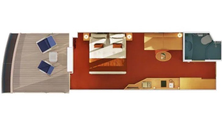 Aft-View Extended Balcony floor Plan