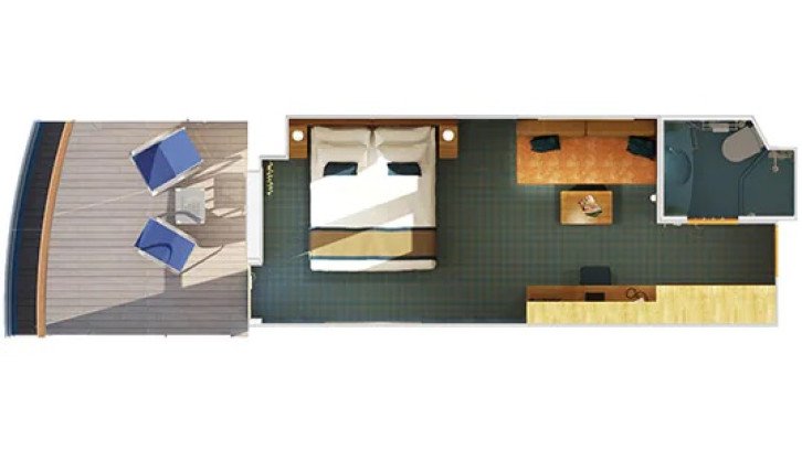 Aft-View Extended Balcony floor Plan