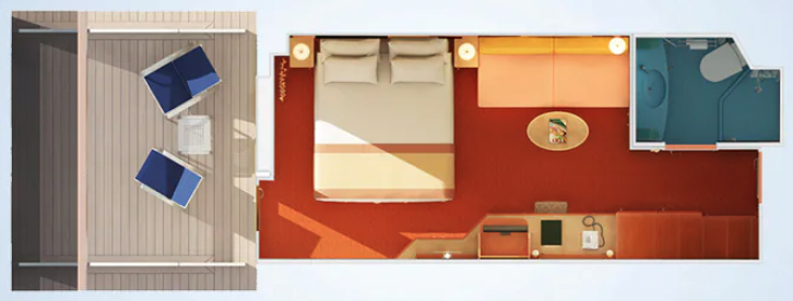 Aft-View Extended Balcony floor Plan