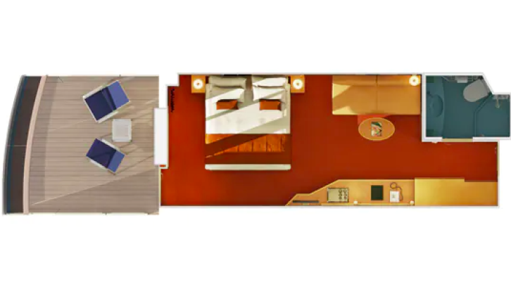 Aft-View Extended Balcony floor Plan
