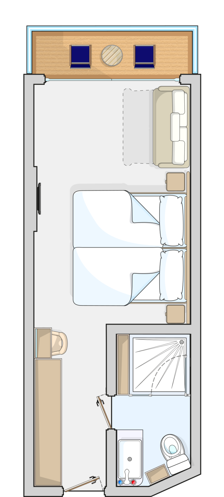 Deluxe Balcony Cabin floor Plan