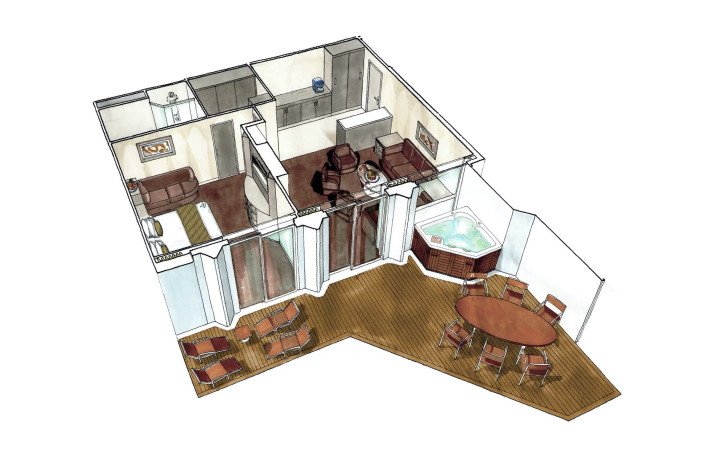 MSC Yacht Club Royal Suite floor plan on MSC Bellissima