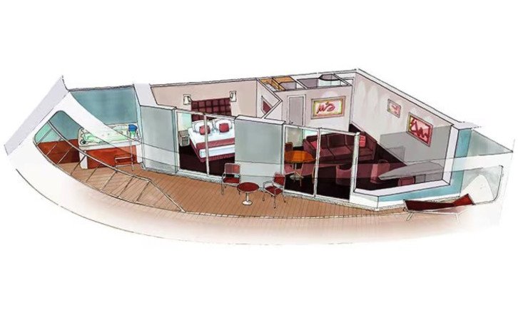 Premium Suite Aurea with Terrace and Whirlpool floor plan on MSC Bellissima