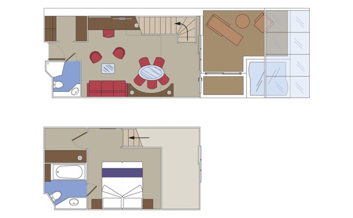 MSC Yacht Club Grand Duplex Suite with Whirlpool floor Plan