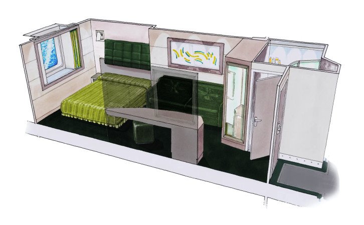 Deluxe Ocean View floor plan on MSC Bellissima