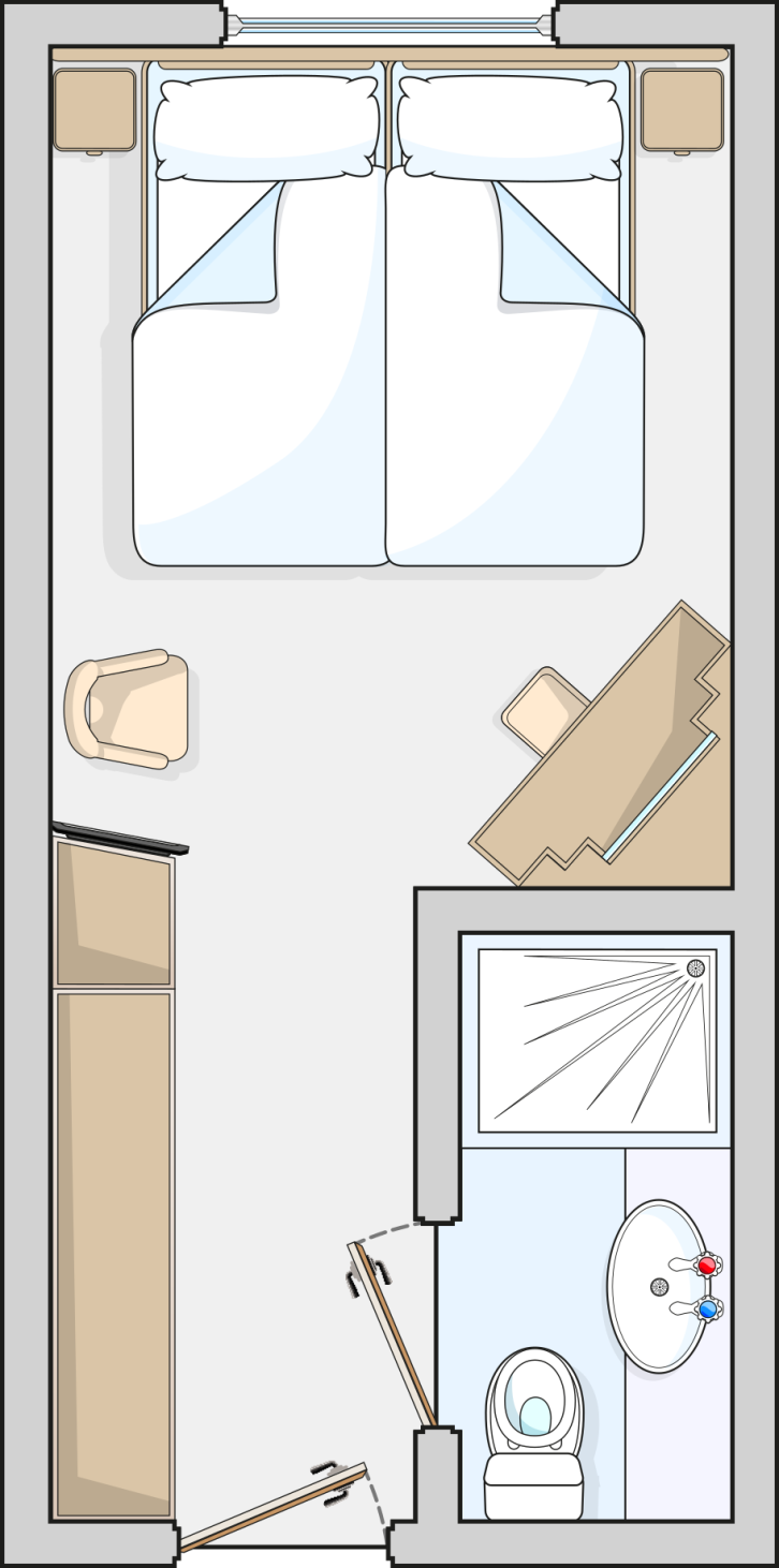 Single Outside Cabin floor Plan