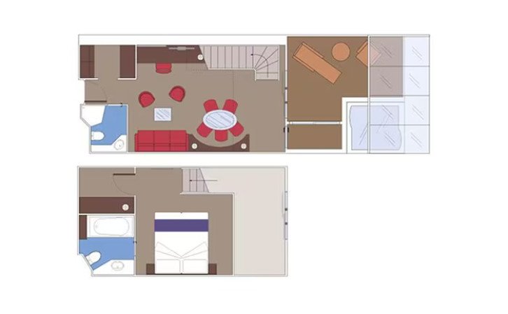 MSC Yacht Club Duplex Suite with Whirlpool floor Plan