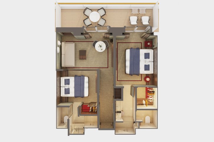 The Haven 2-Bedroom Family Villa with Large Balcony floor Plan