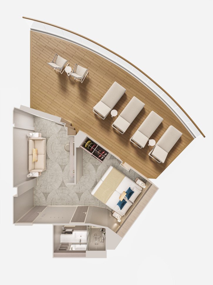 Aft-Facing Suite with Large Balcony floor Plan