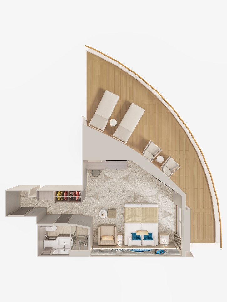 Forward-Facing Club Balcony Suite with Large Balcony floor Plan