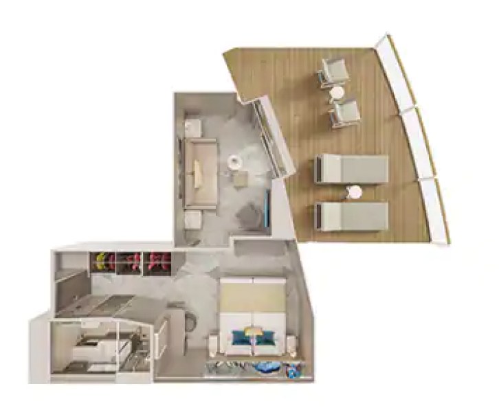 Forward-Facing Suite with Master Bedroom & Large Balcony floor Plan