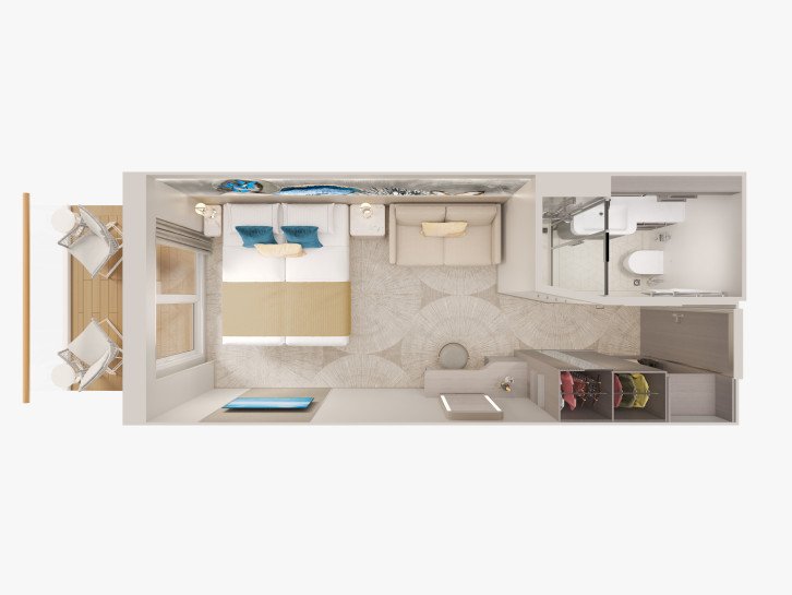 Forward-Facing Club Balcony Suite floor Plan