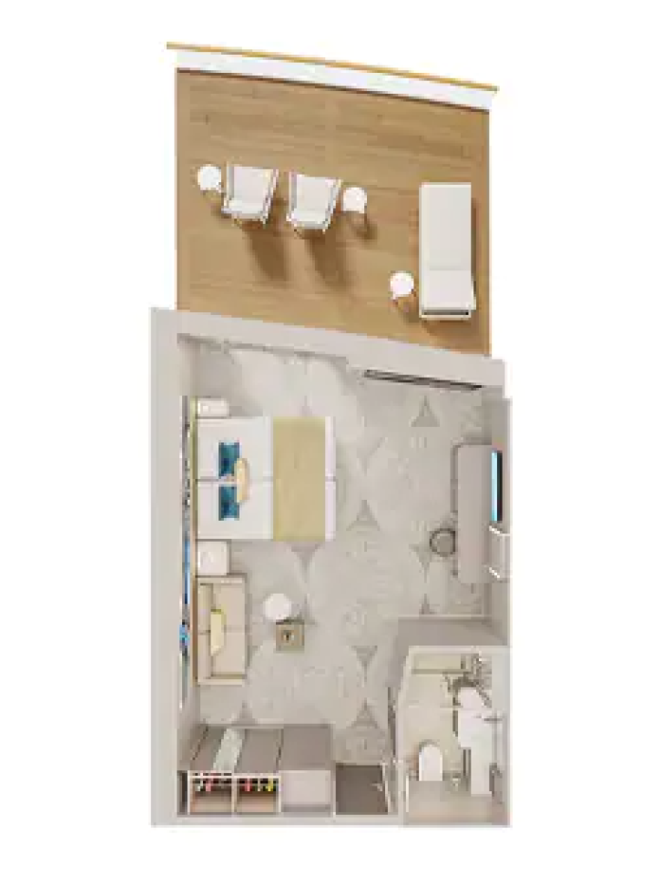 Forward-Facing Club Balcony Suite with Large Balcony floor Plan