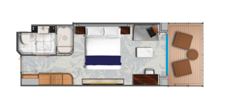 Edge Single Stateroom with Infinite Veranda floor Plan