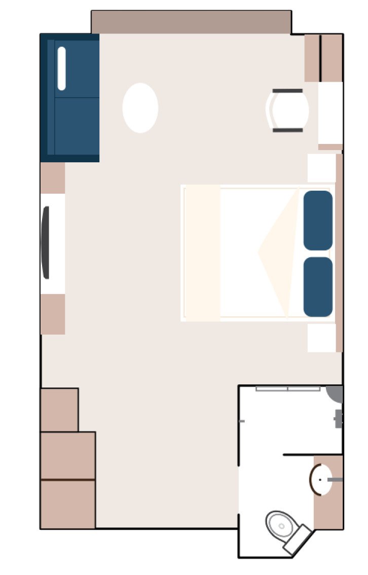 Aurora Stateroom Twin floor Plan
