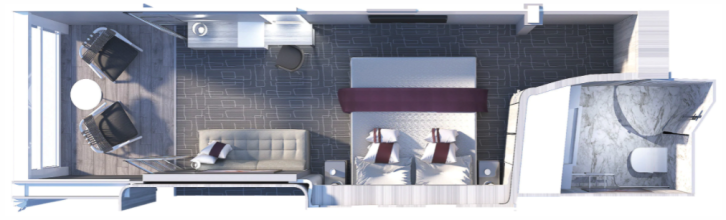 Prime Edge Stateroom with Infinite Veranda floor Plan