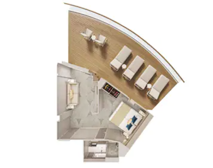 Aft-Facing Suite with Large Balcony floor Plan