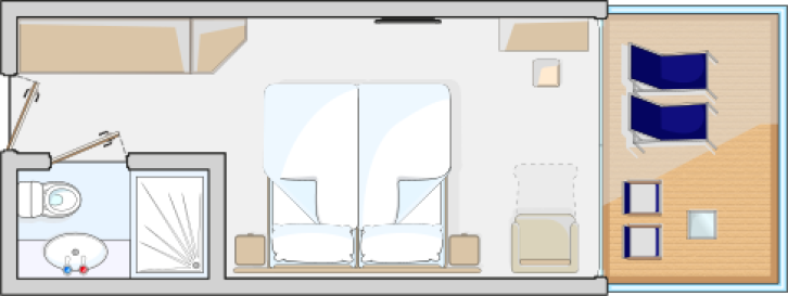 Balcony Cabin (Large Balcony) floor Plan
