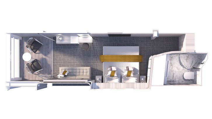 Prime Edge Stateroom with Infinite Veranda floor Plan