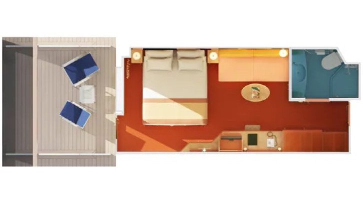 Aft-View Extended Balcony floor Plan