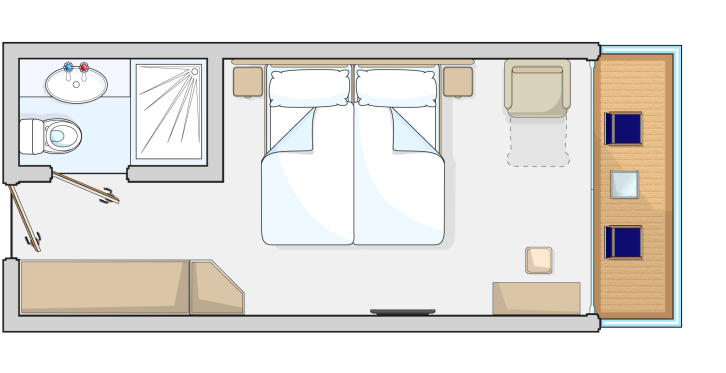 Balcony Cabin floor Plan