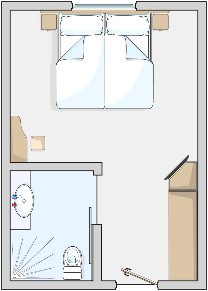 Single Outside Cabin floor Plan