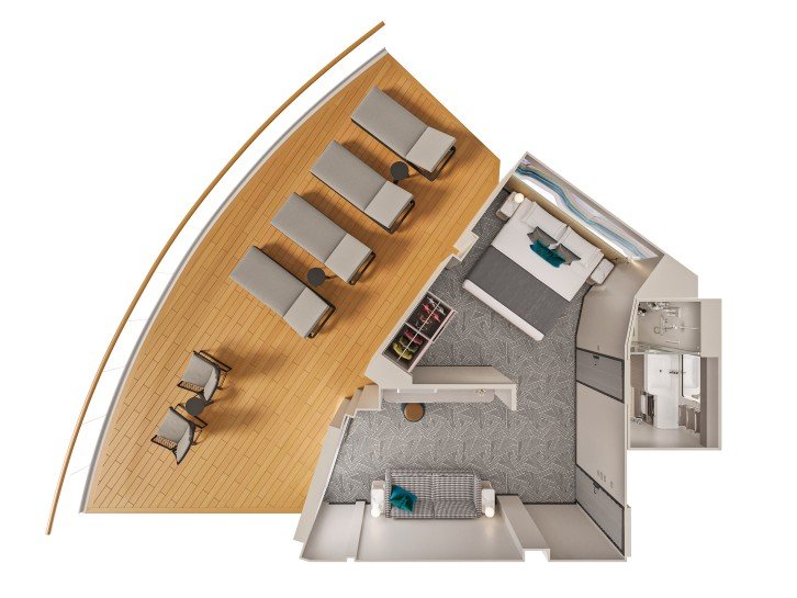 Aft-Facing Suite with Large Balcony floor Plan